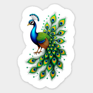 Colorful Peacock with Feathers Elegant Bird Magnet