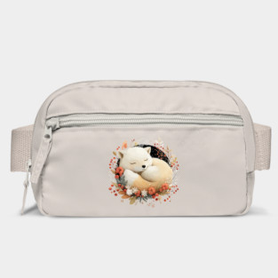 Sleeping Arctic Fox in a Winter Wreath - Cozy Solstice Art Bag