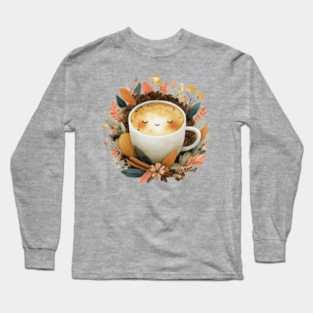 Cozy Latte Art with Cinnamon - Writer & Student Fuel Long Sleeve T-Shirt