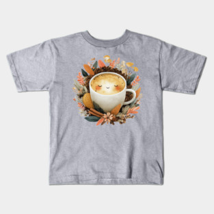 Cozy Latte Art with Cinnamon - Writer & Student Fuel Kids T-Shirt