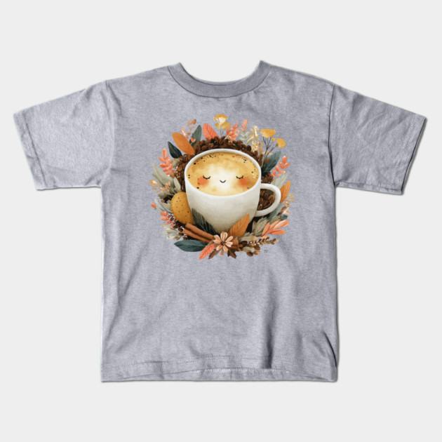 Cozy Latte Art with Cinnamon - Writer & Student Fuel Kids T-Shirt by TuncGK