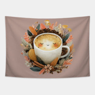 Cozy Latte Art with Cinnamon - Writer & Student Fuel Tapestry