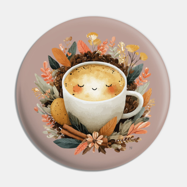 Cozy Latte Art with Cinnamon - Writer & Student Fuel Pin by TuncGK