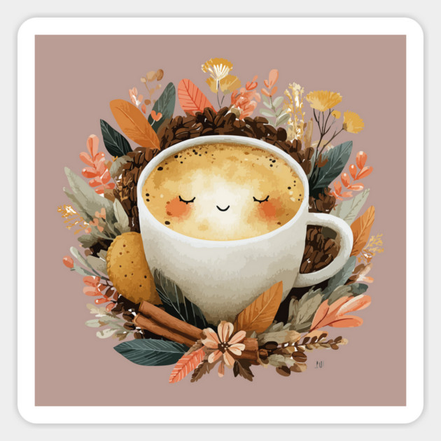 Cozy Latte Art with Cinnamon - Writer & Student Fuel Magnet by TuncGK