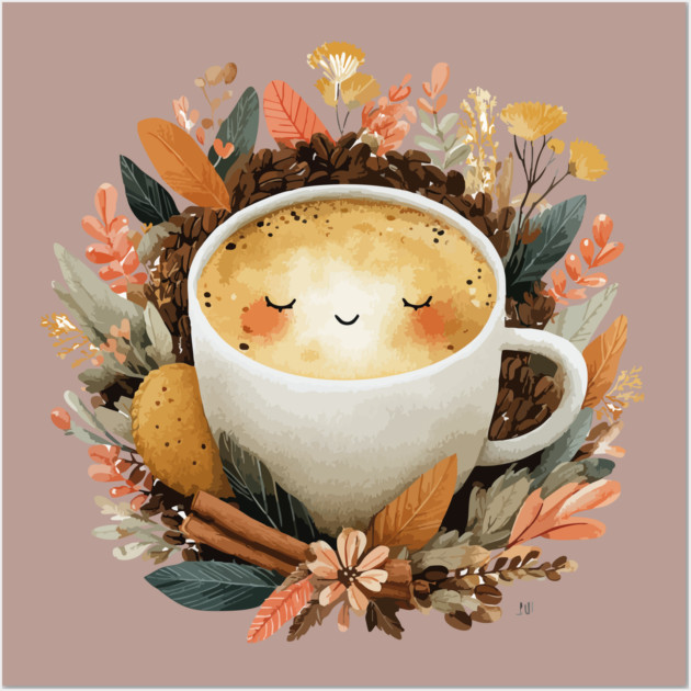 Cozy Latte Art with Cinnamon - Writer & Student Fuel Wall Art by TuncGK