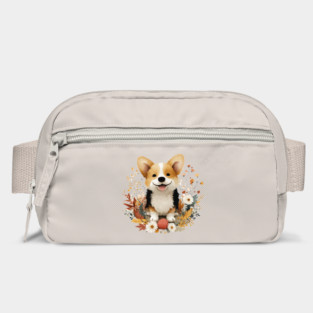 Happy Corgi in a Floral Wreath - Dog Mom & Dad Gift Bag