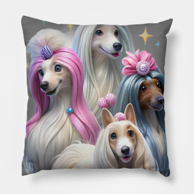 Long Haired Dogs | Cute Fluffy Dog Lover Tee Pillow by IamActiveDog