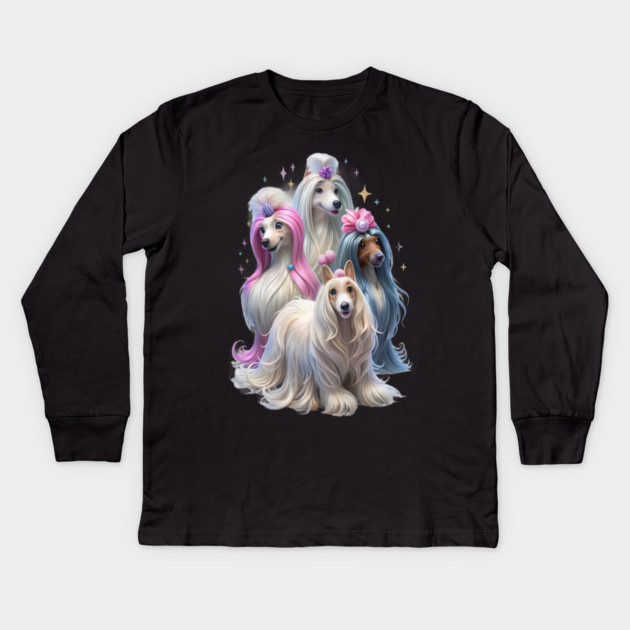 Long Haired Dogs | Cute Fluffy Dog Lover Tee Kids Long Sleeve T-Shirt by IamActiveDog