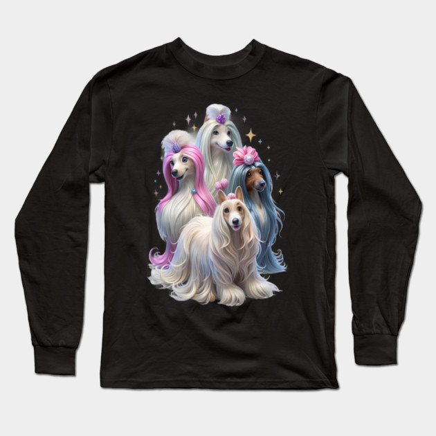 Long Haired Dogs | Cute Fluffy Dog Lover Tee Long Sleeve T-Shirt by IamActiveDog