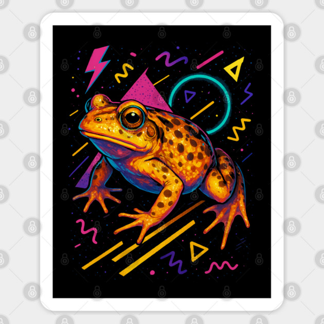 Retro Neon Couchs Spadefoot Toad - Glowing Vaporwave Amphibian Artwork Sticker by Reptiq's Store