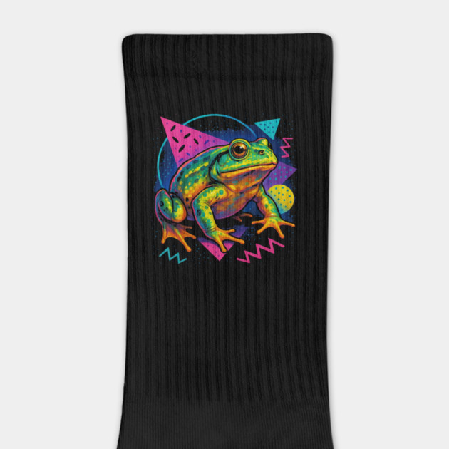 Retro Neon Chilean Wide Mouthed Toad - Retro 80s Amphibian Graphic by Reptiq's Store
