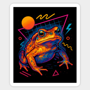 Retro Neon South American Giant Marine Toad - Bold Synthwave Amphibian Design Sticker