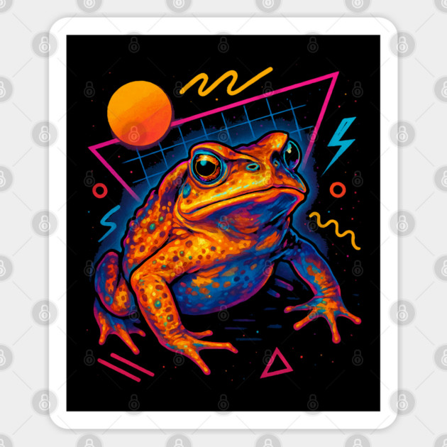 Retro Neon South American Giant Marine Toad - Bold Synthwave Amphibian Design Sticker by Reptiq's Store