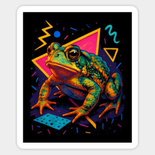 Retro Neon Albino Woodhouse Toad - Electric Neon Toad Illustration Magnet