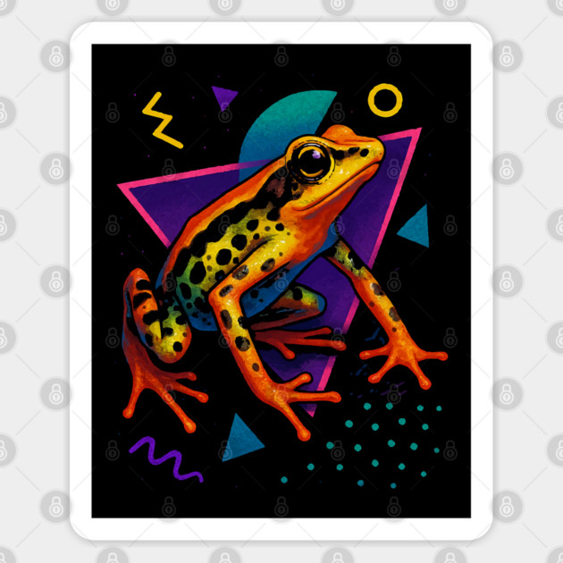 Retro Neon Amazonian Clown Toad - Vibrant Terrestrial Amphibian Art Sticker by Reptiq's Store