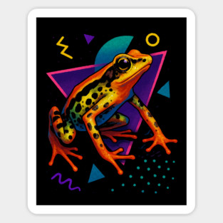 Retro Neon Amazonian Clown Toad - Vibrant Terrestrial Amphibian Art Magnet