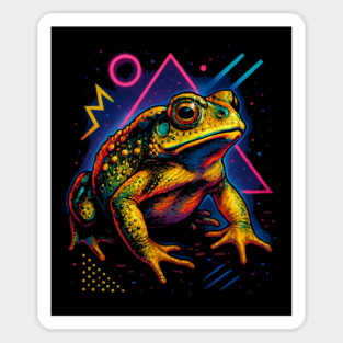 Retro Neon Asian Spiny Toad - Color‑Pop Toad Artwork Sticker