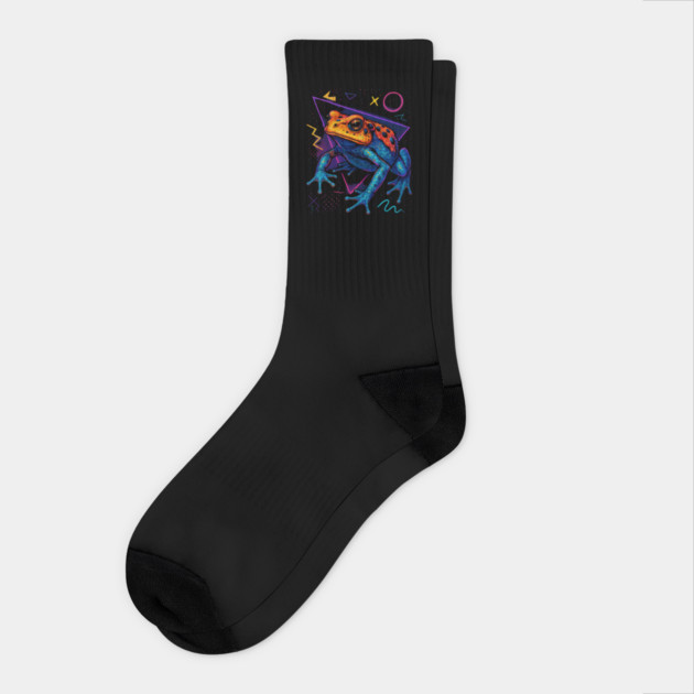 Retro Neon Smooth Sided Toad - Radiant Synth Graphic Socks by Reptiq's Store