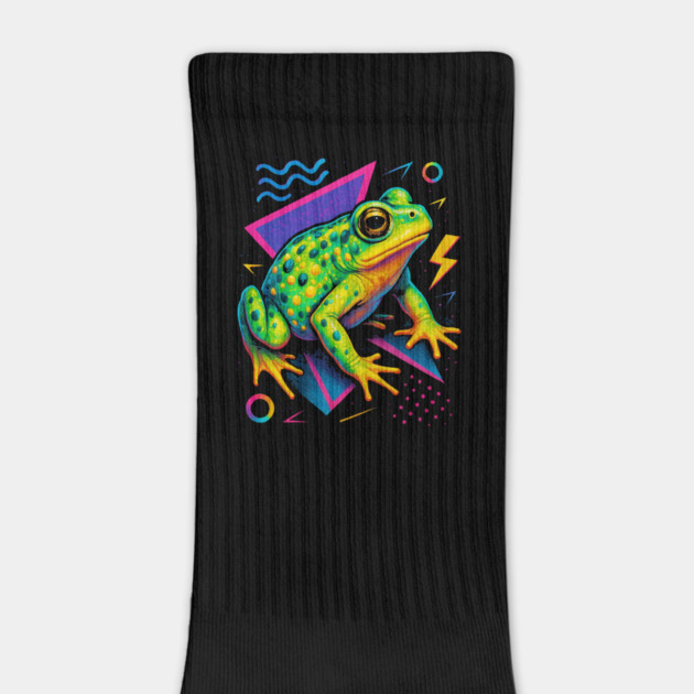 Retro Neon Western Green Toad - Vibrant Terrestrial Amphibian Art by Reptiq's Store