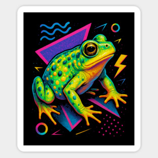 Retro Neon Western Green Toad - Vibrant Terrestrial Amphibian Art Sticker