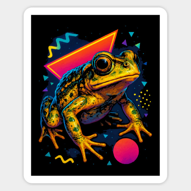 Retro Neon Egyptian Toad - Bright Cyberpunk Toad Art Magnet by Reptiq's Store