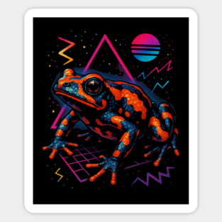 Retro Neon Bumble Bee Toad - Futuristic Neon Amphibian Design Sticker