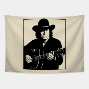 David Allan Coe Outlaw Legend Black and White Poster Style Tapestry