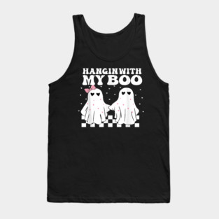 Hangin’ With My Boo Cute Couple Ghosts Love Halloween Tank Top