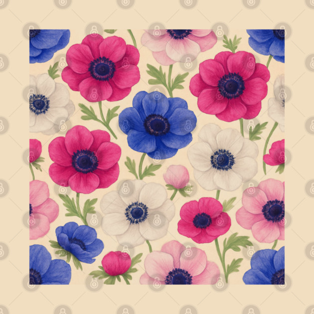 Anemone Watercolor Floral Pattern by Sharafeldin  's Store