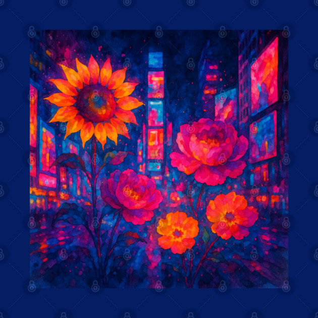 Times Square Neon Floral by Sharafeldin  's Store