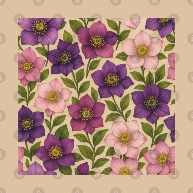 Hellebore Lilac & Blush Floral Pattern by Sharafeldin  's Store