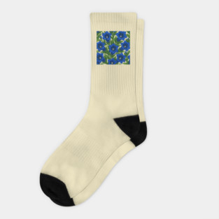 Trumpet Gentian Botanical Floral Pattern Socks