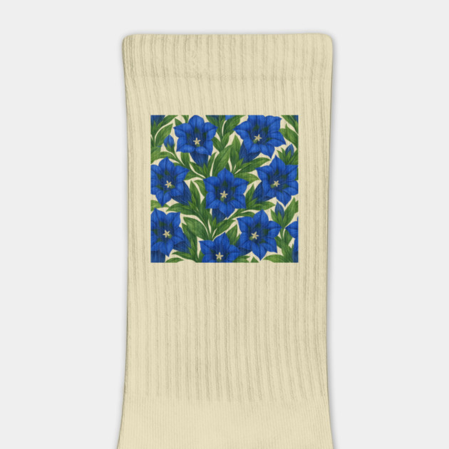 Trumpet Gentian Botanical Floral Pattern by Sharafeldin  's Store