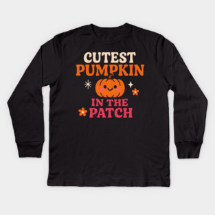 Cutest Pumpkin in the Patch Fall Halloween Quote Graphic Kids Long Sleeve T-Shirt