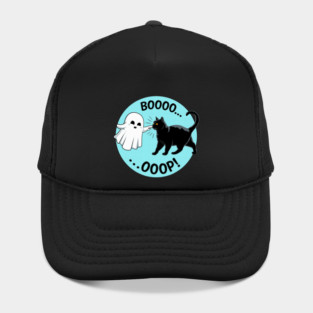 Booo…OOP Black Cat with Ghost Halloween Costume Day Kids Hat