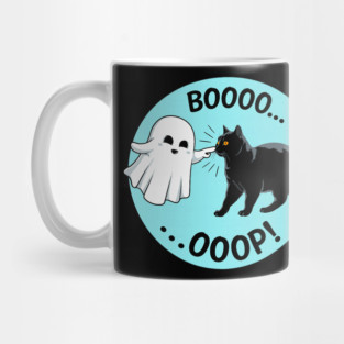 Booo…OOP Black Cat with Ghost Halloween Costume Day Kids Mug
