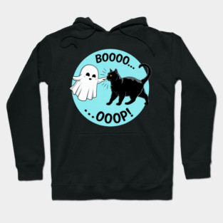 Booo…OOP Black Cat with Ghost Halloween Costume Day Kids Hoodie