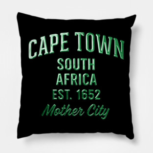 Cape Town South Africa Est. 1652 – Mother City Chrome Effect Vintage Typography Pillow