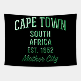 Cape Town South Africa Est. 1652 – Mother City Chrome Effect Vintage Typography Tapestry