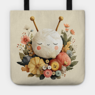 Cozy Yarn Ball & Buttons - Knitter & Crocheter Gift Tote