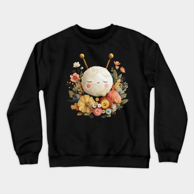 Cozy Yarn Ball & Buttons - Knitter & Crocheter Gift Crewneck Sweatshirt by TuncGK