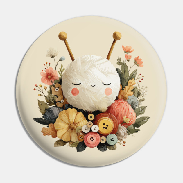 Cozy Yarn Ball & Buttons - Knitter & Crocheter Gift Pin by TuncGK