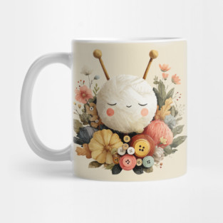 Cozy Yarn Ball & Buttons - Knitter & Crocheter Gift Mug
