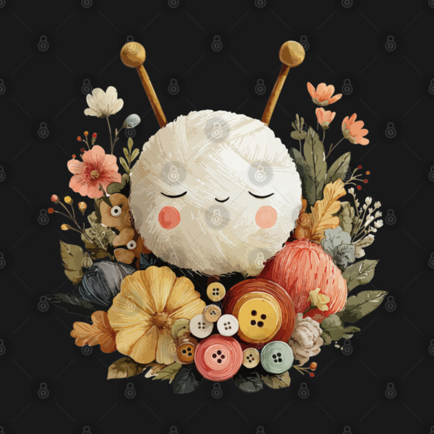 Cozy Yarn Ball & Buttons - Knitter & Crocheter Gift by TuncGK