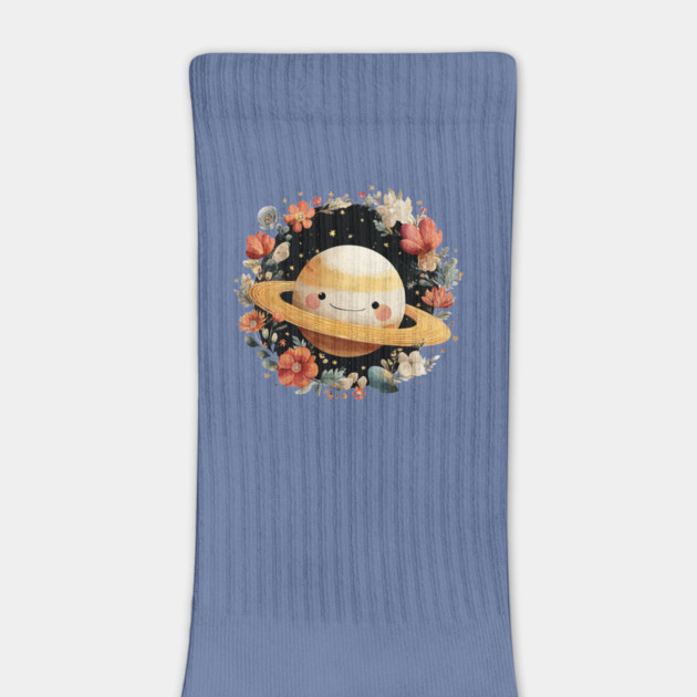 Planet Saturn in a Celestial Wreath - Spacecore Folk Art by TuncGK