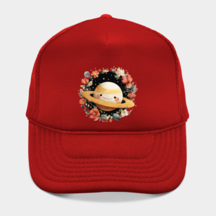 Planet Saturn in a Celestial Wreath - Spacecore Folk Art Hat