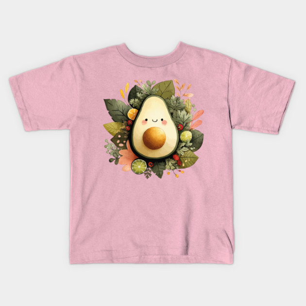 Whimsical Avocado in a Citrus Wreath - Vegan & Foodie Art Kids T-Shirt by TuncGK