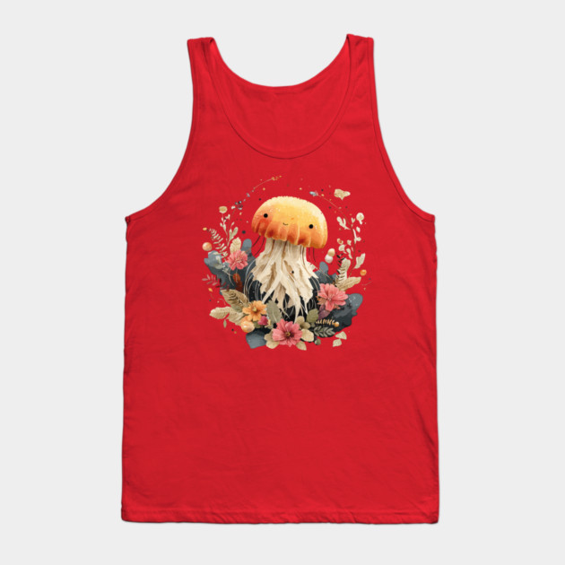 Ethereal Jellyfish in a Coral Wreath - Mystical Ocean Art Tank Top by TuncGK