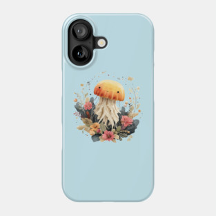 Ethereal Jellyfish in a Coral Wreath - Mystical Ocean Art Phone Case