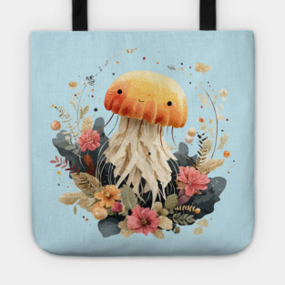 Ethereal Jellyfish in a Coral Wreath - Mystical Ocean Art Tote